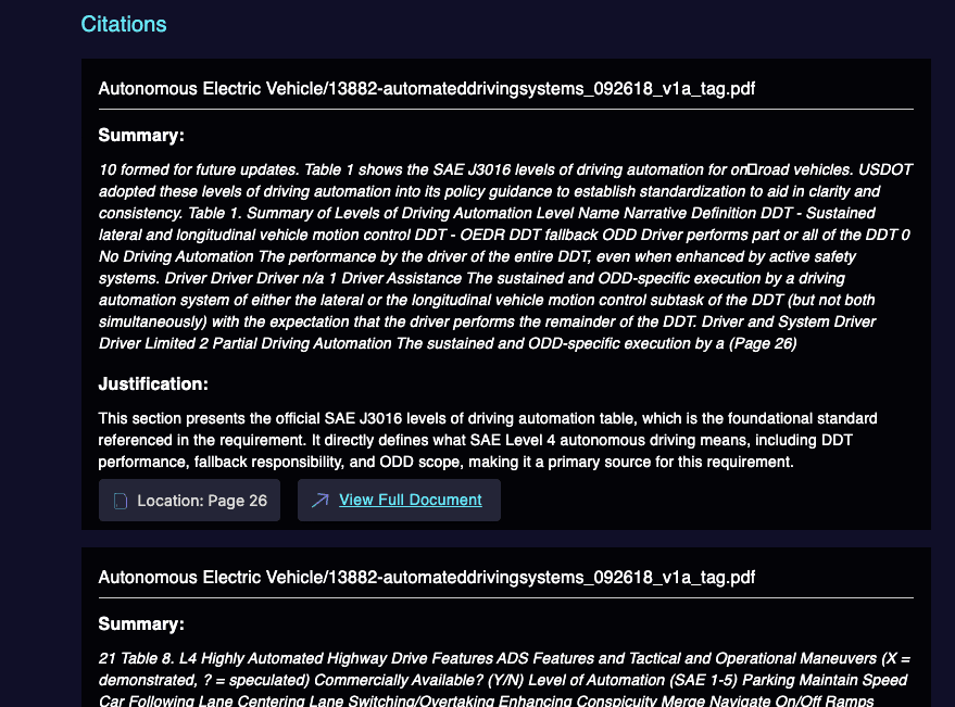 ThunderGraph citation and automated traceability interface